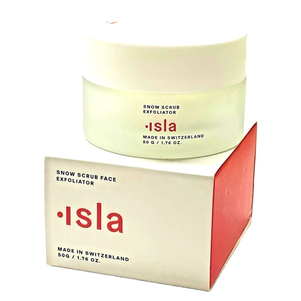 Isla Snow Scrub Face Exfoliator Exfoliate 1.76oz Boxed, Made in Switzerland